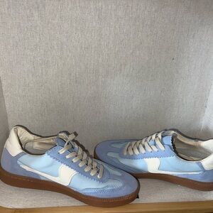 Dolce Vita Light Blue and White Sneakers with Brown Sole